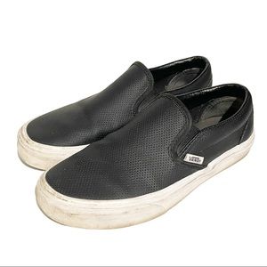 Vans Size 6.5 Classic Slip On Black Leather Slip On Shoes‎ Women’s